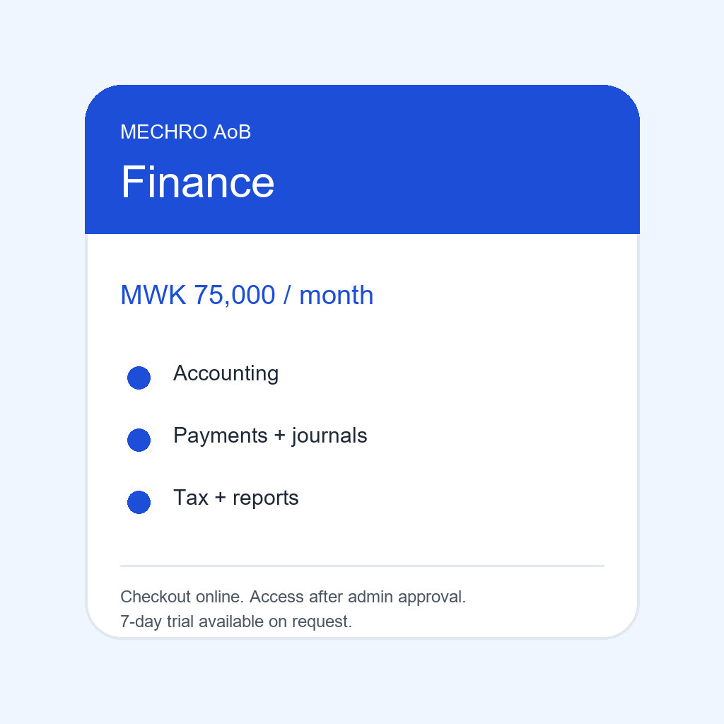 Mechro AoB Finance Subscription